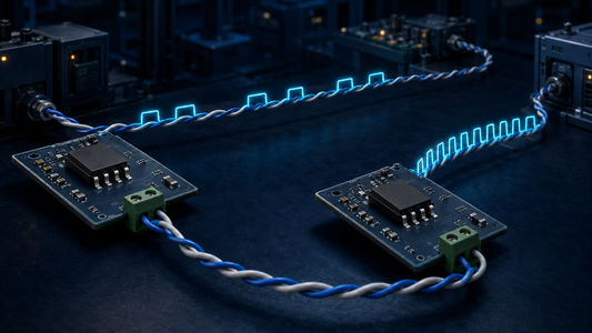 Generic RS-485 transceiver boards on a two-wire industrial network for signaling-rate comparison